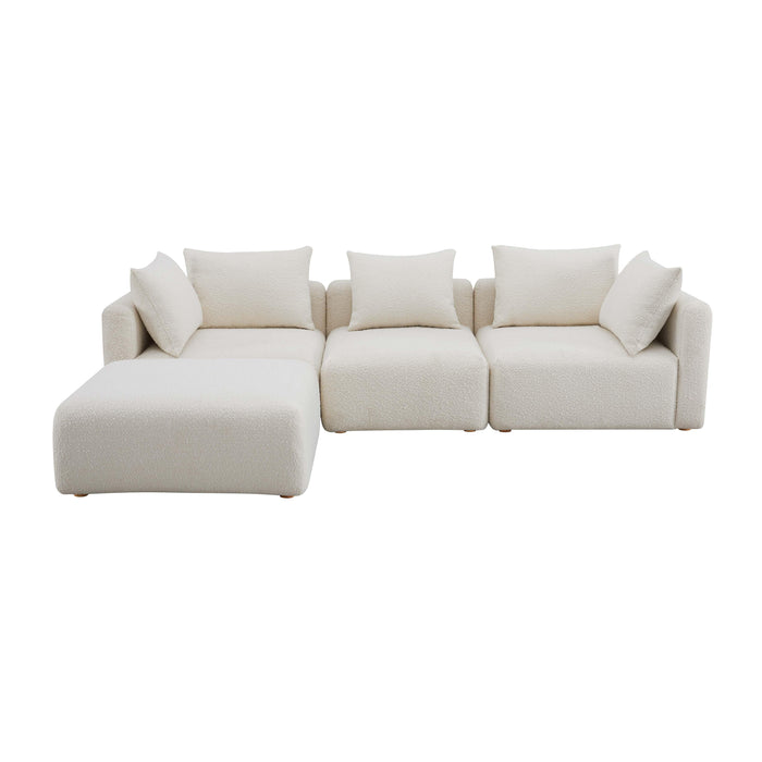 Hangover Cream Boucle 4-Piece Modular Sectional - Home And Beyond