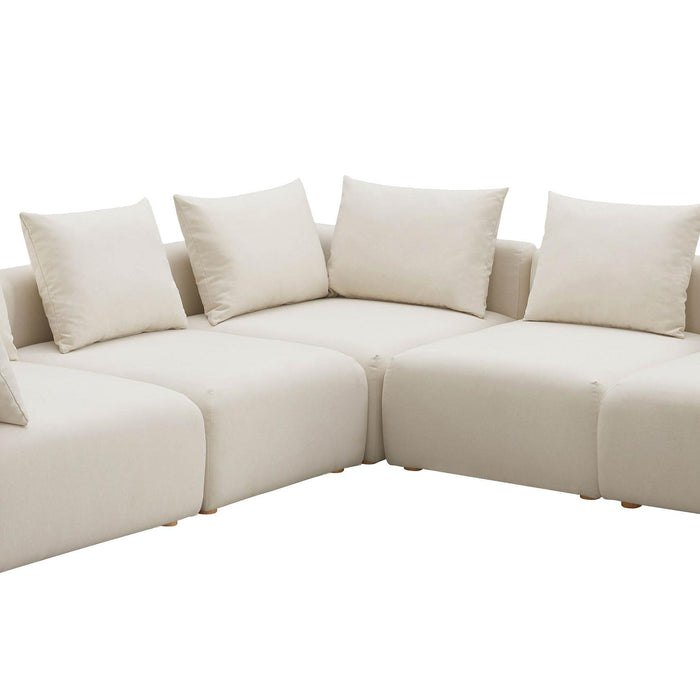 Hangover Cream Linen 5-Piece Modular L-Sectional - Home And Beyond