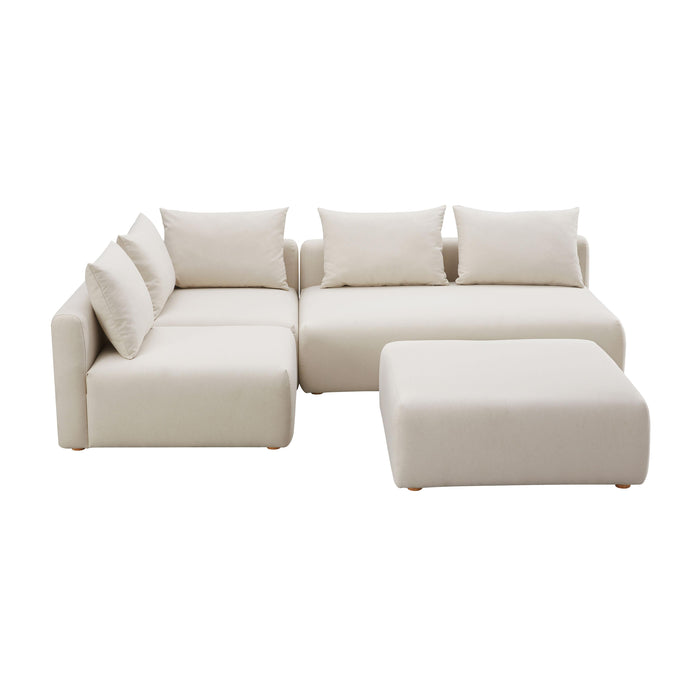 Hangover Cream Linen 4-Piece Modular Chaise Sectional - Home And Beyond