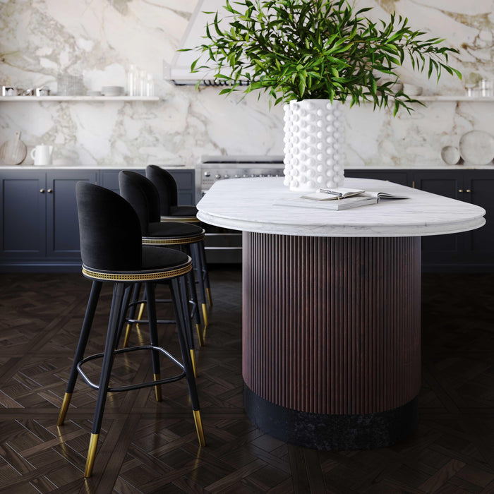 Harley Black Velvet Bar Stool - Home And Beyond