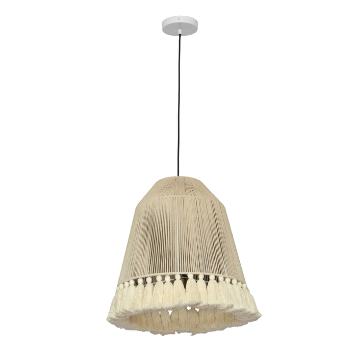 Helen White Cotton Tasseled Pendant Lamp - Home And Beyond