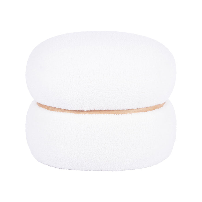 Helga White Vegan Shearling Oval Ottoman - Home And Beyond