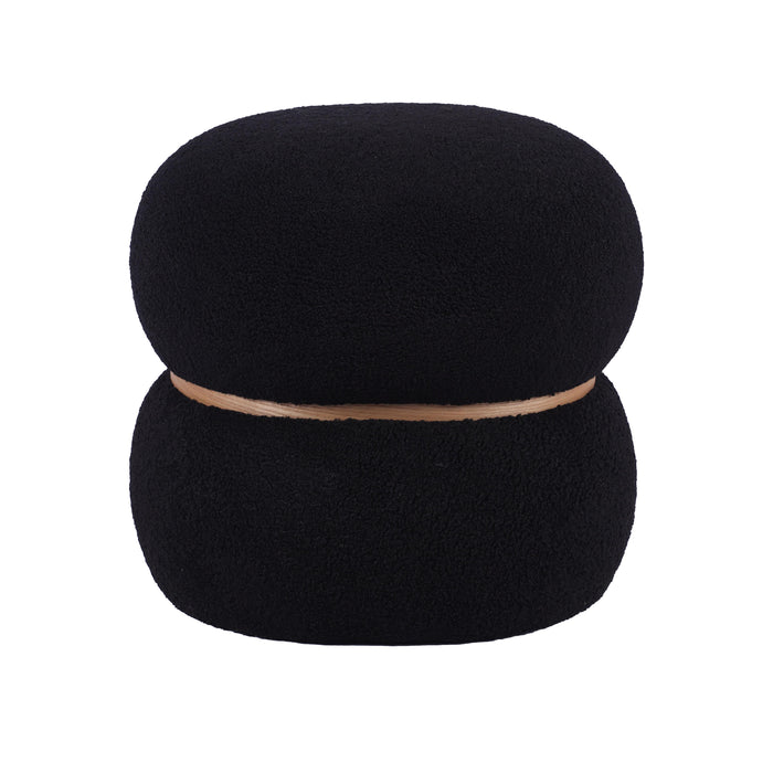 Helga Black Vegan Shearling Oval Ottoman - Home And Beyond