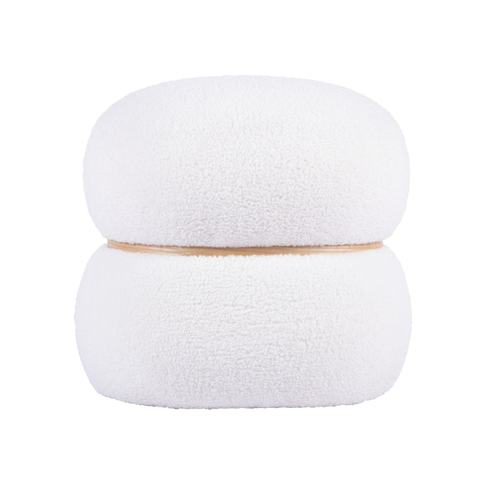 Helga White Vegan Shearling Ottoman image