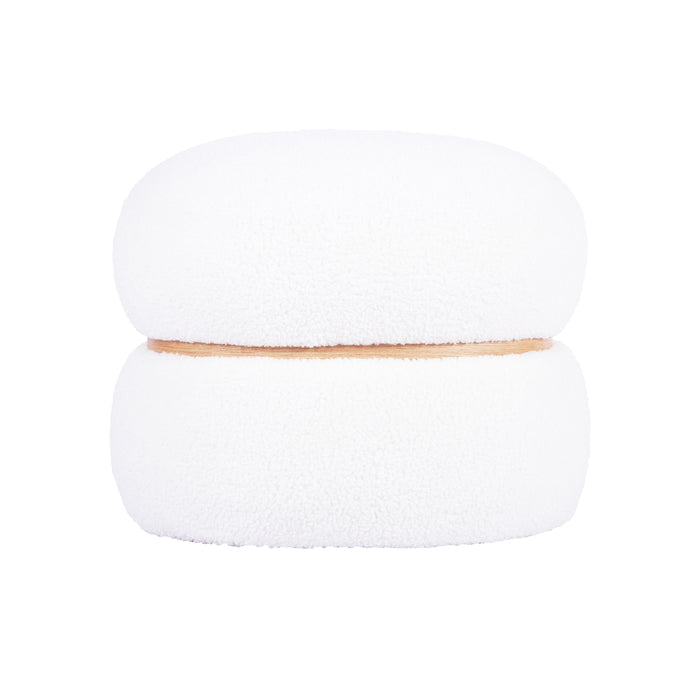 Helga White Vegan Shearling Oval Ottoman image