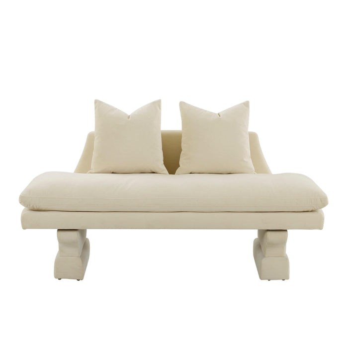 Hyde Champagne Velvet Pedestal Sofa - Home And Beyond