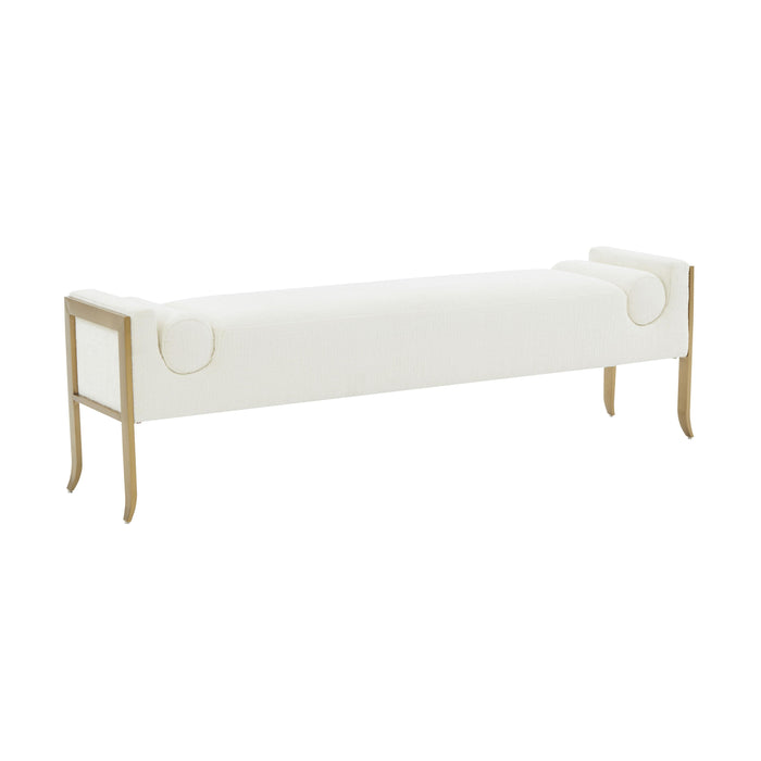 Ines Cream Textured Velvet Bench image