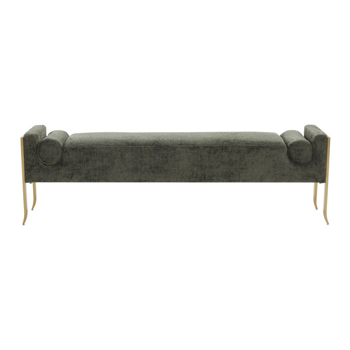 Ines Green Textured Velvet Bench - Home And Beyond