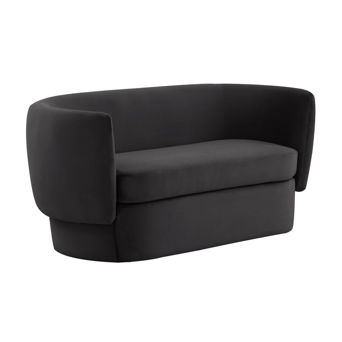 Isabella Black Velvet Loveseat - Home And Beyond