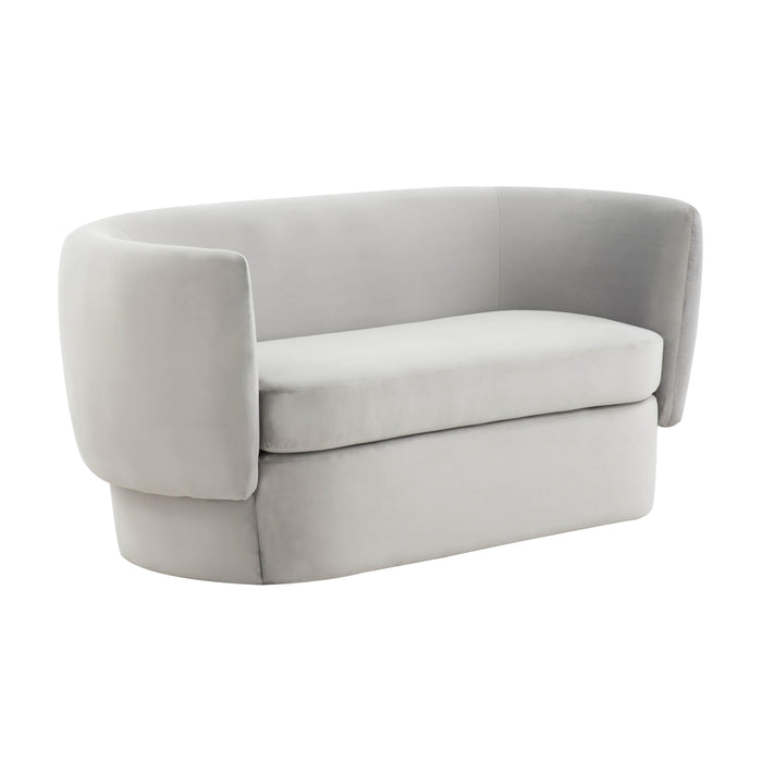 Isabella Light Grey Velvet Loveseat - Home And Beyond