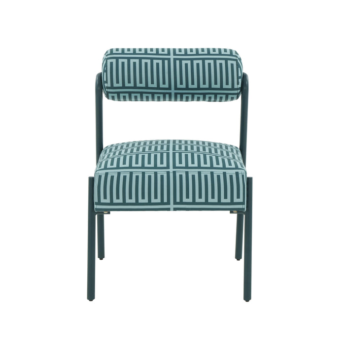 Jolene Green Patterned Linen Accent Chair - Home And Beyond