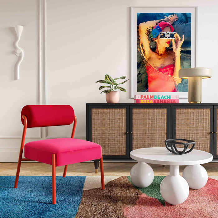 Jolene Hot Pink Velvet Accent Chair - Home And Beyond