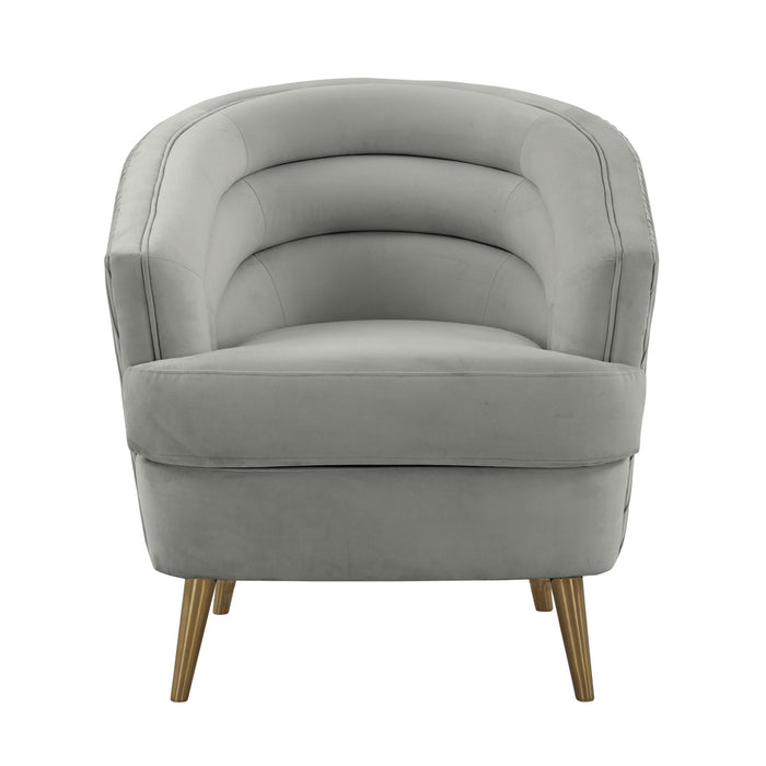 Jules Light Grey Velvet Accent Chair - Home And Beyond