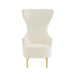 Julia Cream Velvet Channel Tufted Wingback Chair - Home And Beyond