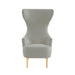 Julia Grey Velvet Channel Tufted Wingback Chair - Home And Beyond