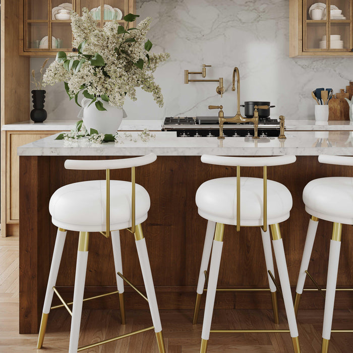 Juniper White Vegan Leather Barstool - Home And Beyond