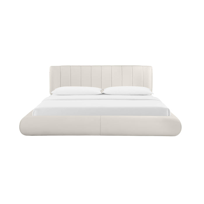 Karol Cream Vegan Leather Queen Bed - Home And Beyond