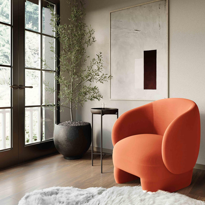 Kiki Paprika Orange Velvet Accent Chair - Home And Beyond