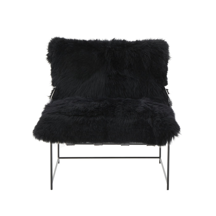 Kimi Black Genuine Sheepskin Chair - Home And Beyond