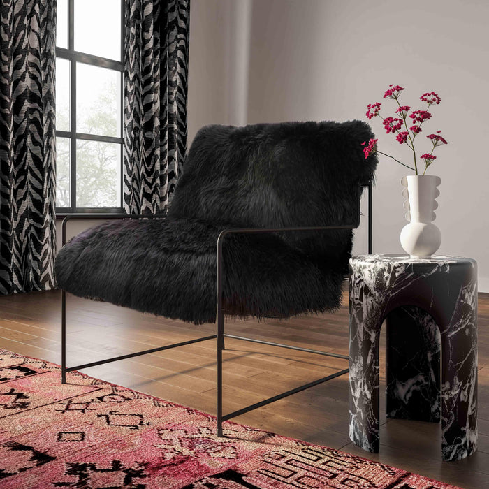 Kimi Black Genuine Sheepskin Chair - Home And Beyond