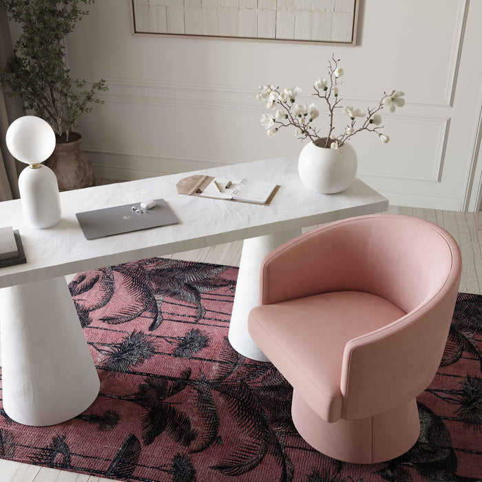 Kristen Pink Upcycled Chenille Rolling Desk Chair - Home And Beyond