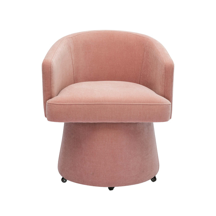 Kristen Pink Upcycled Chenille Rolling Desk Chair - Home And Beyond