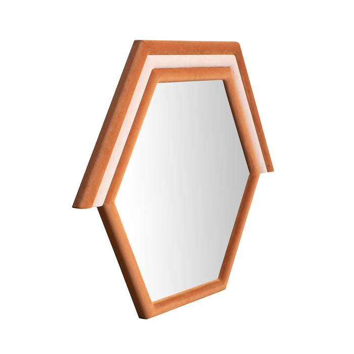 Lally Terracotta Velvet Prism Wall Mirror - Home And Beyond