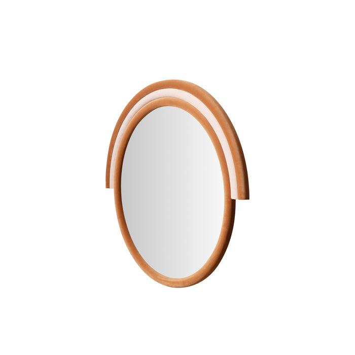 Lally Terracotta Velvet Round Wall Mirror - Home And Beyond