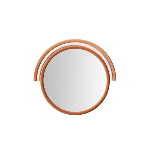 Lally Terracotta Velvet Round Wall Mirror image