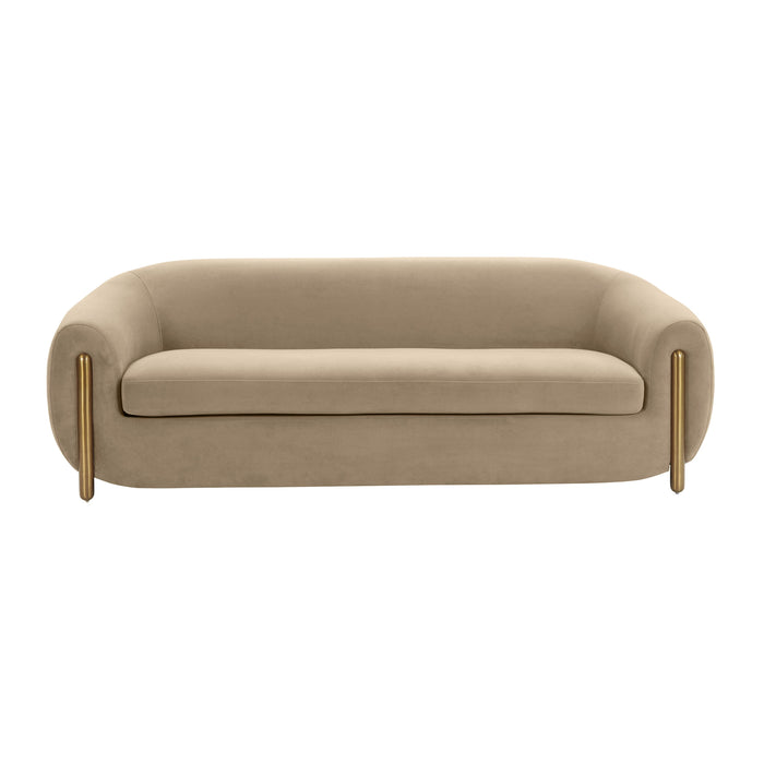 Lina Cafe Au Lait Brown Velvet Sofa - Home And Beyond