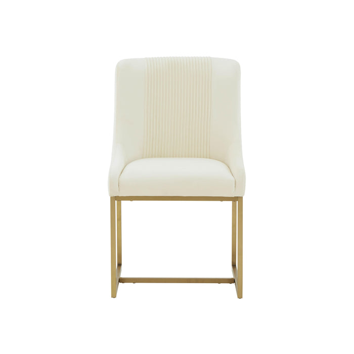 Lisa Cream Pleated Velvet Dining Chair - Home And Beyond