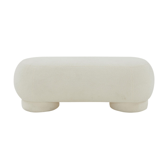 Mara Cream Vegan Shearling Ottoman - Home And Beyond