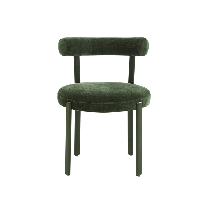 Margaret Forest Green Chenille Bolster Back Dining Chair - Home And Beyond