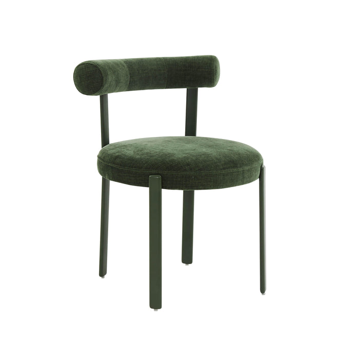 Margaret Forest Green Chenille Bolster Back Dining Chair image