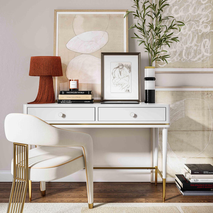 Mariah Two Drawer Off-White Desk - Home And Beyond