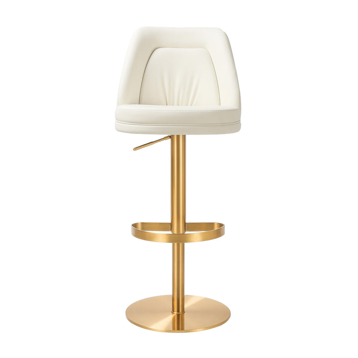 Maven Cream and Gold Adjustable Swivel Stool - Home And Beyond