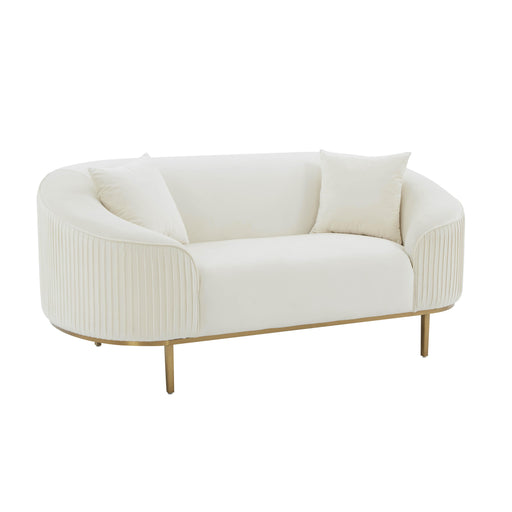 Michelle Cream Velvet Pleated Loveseat image