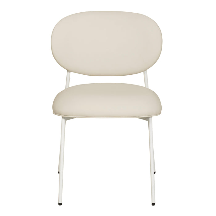 McKenzie Cream Vegan Leather Stackable Dining Chair with Cream Legs - Set of 2