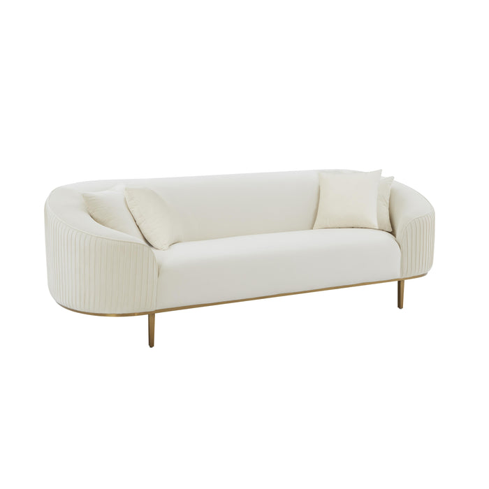Michelle Cream Velvet Pleated Sofa image