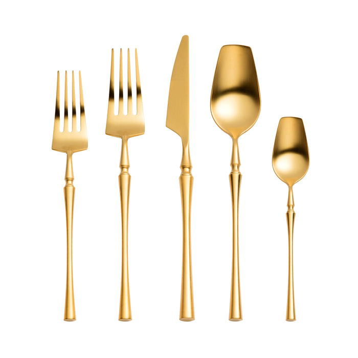 Millie Brushed Gold Stainless Steel Flatware - Set of 20 Pieces - Home And Beyond