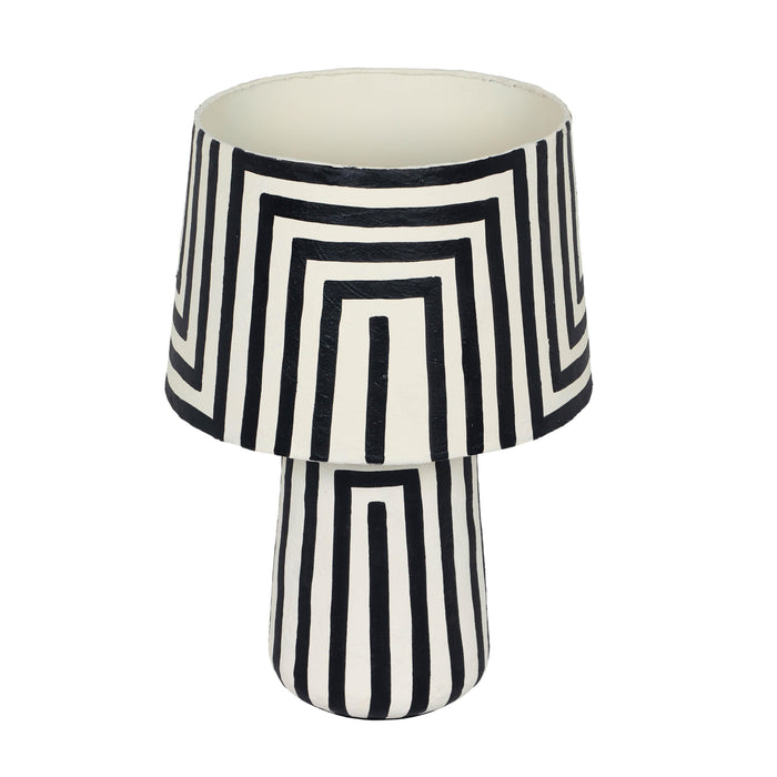 Minori Black Striped Papier Mache Table Lamp - Home And Beyond