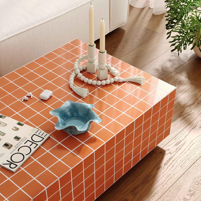 Mixie Brick Orange Tile Indoor / Outdoor Coffee Table - Home And Beyond