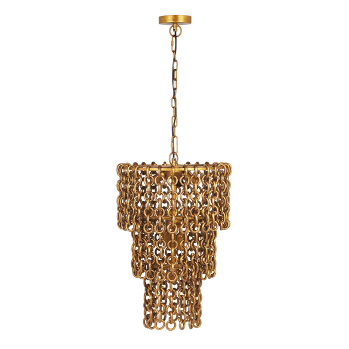 Nirsa Brass Chain Link 3-Tier Chandelier