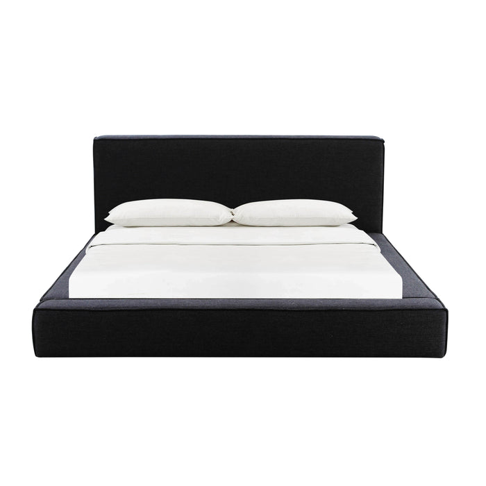 Olafur Black Linen Queen Bed - Home And Beyond