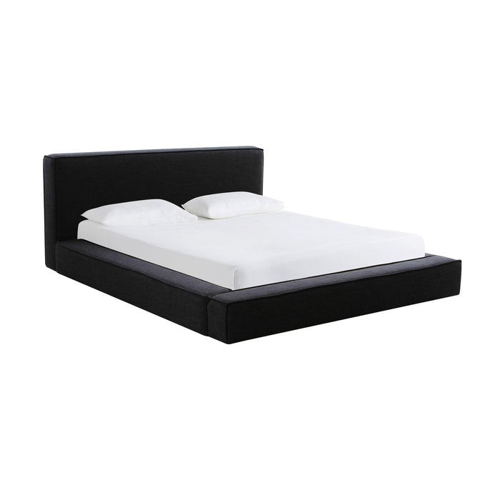 Olafur Black Linen Queen Bed - Home And Beyond