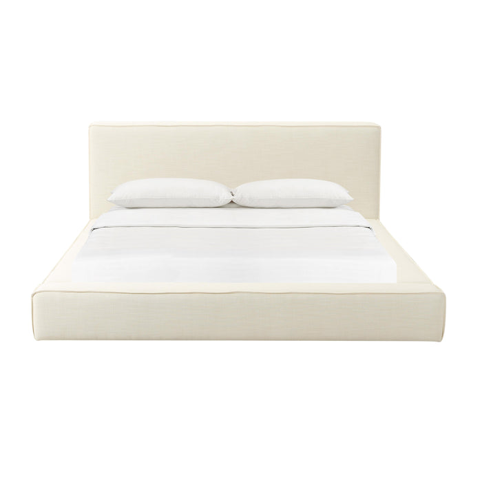 Olafur Cream Linen King Bed - Home And Beyond