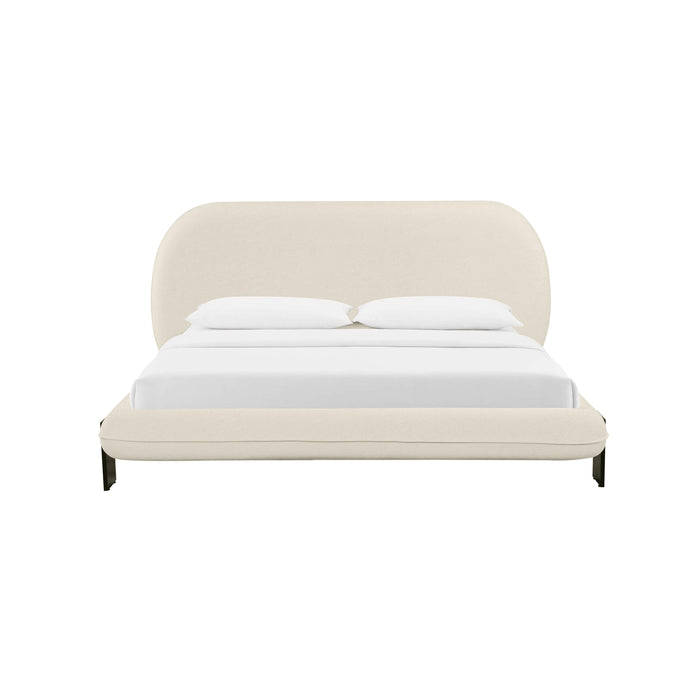Ophelia Cream Faux Wool Queen Bed - Home And Beyond