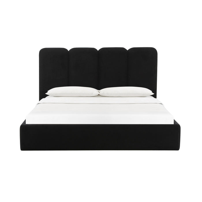 Palani Black Velvet Queen Bed - Home And Beyond