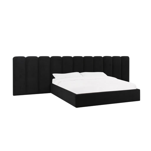 Palani Black Velvet King Bed with Wings image