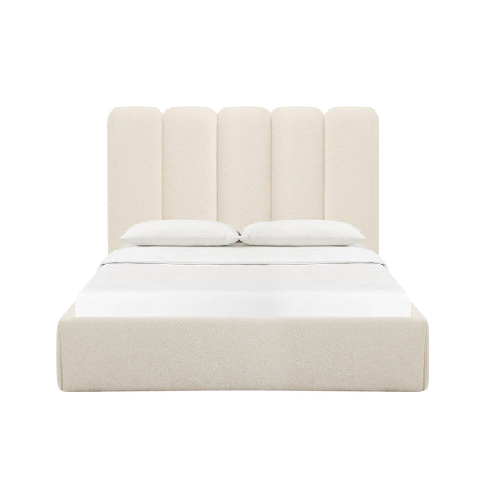Palani Cream Boucle Queen Bed - Home And Beyond